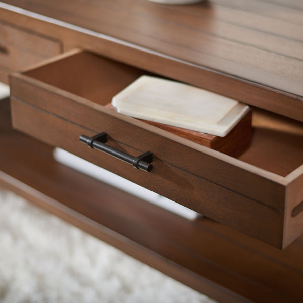 Safavieh Filbert Contemporary 2 Drawer Coffee Table With Storage Shelf For Stylish Living Room Organization Brown COF5703C