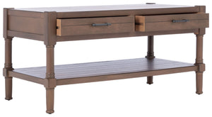 Safavieh Filbert Contemporary 2 Drawer Coffee Table With Storage Shelf For Stylish Living Room Organization Brown COF5703C
