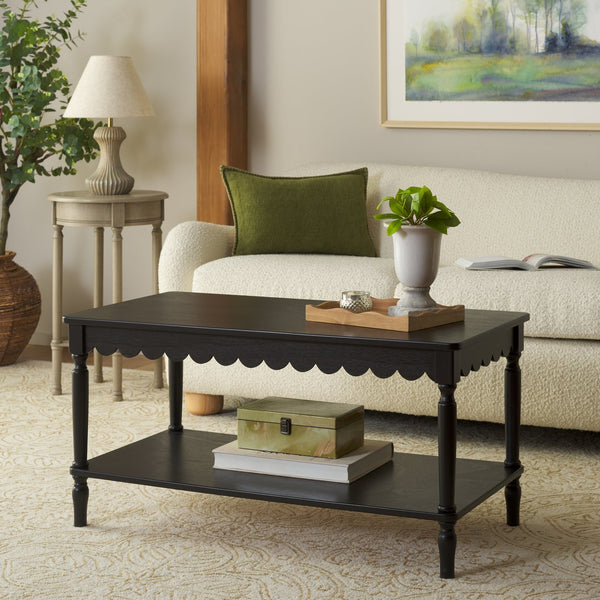 Safavieh Haven Coffee Table - Elegant Wooden Design With Spacious Surface And Unique Natural Grain Charm Matte Black , Wood Cof5704b