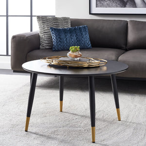 Safavieh Beck Round Coffee Table - Modern Jet Black Design With Glamorous Gold Accents For Chic Living Spaces COF5801A