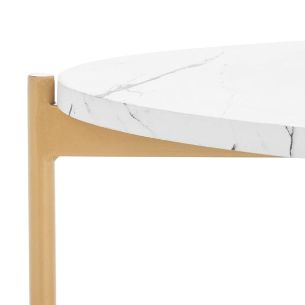 Safavieh Taliyah Oval Coffee Table - Modern Faux Marble With Gold Legs, Elegant Centerpiece For Living Rooms COF5803B