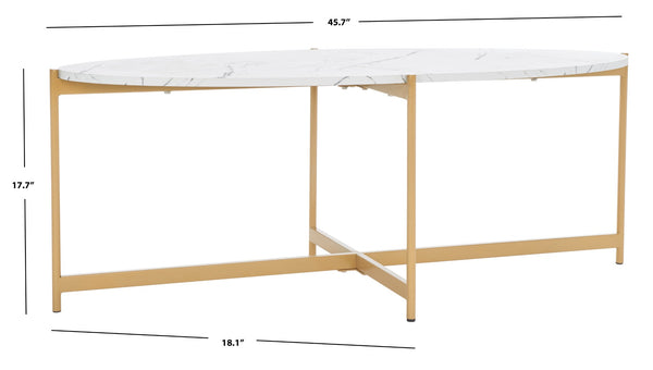 Safavieh Taliyah Oval Coffee Table - Modern Faux Marble With Gold Legs, Elegant Centerpiece For Living Rooms COF5803B