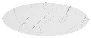 Safavieh Taliyah Oval Coffee Table - Modern Faux Marble With Gold Legs, Elegant Centerpiece For Living Rooms COF5803B