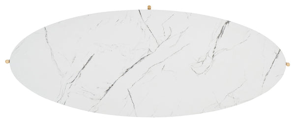 Safavieh Taliyah Oval Coffee Table - Modern Faux Marble With Gold Legs, Elegant Centerpiece For Living Rooms COF5803B