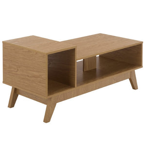 Safavieh Demora Upholstered Coffee Table with Asymmetrical Open Shelf for Modern Living Rooms COF5900A