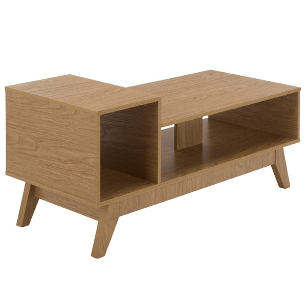 Safavieh Demora Upholstered Coffee Table with Asymmetrical Open Shelf for Modern Living Rooms COF5900A