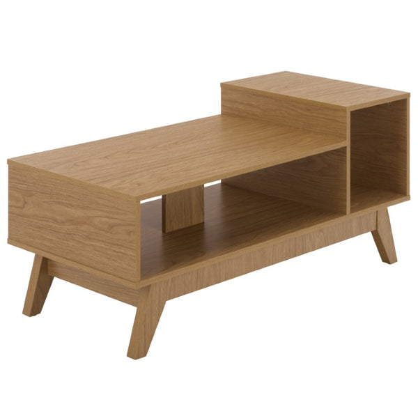 Safavieh Demora Upholstered Coffee Table with Asymmetrical Open Shelf for Modern Living Rooms COF5900A
