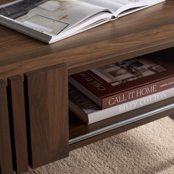 Safavieh Oona Rattan Panel Storage Coffee Table with Sliding Door for Bohemian Living Rooms COF5901B-2BX