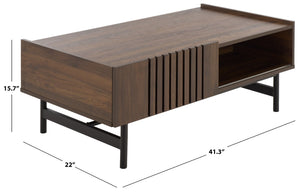 Safavieh Oona Rattan Panel Storage Coffee Table with Sliding Door for Bohemian Living Rooms COF5901B-2BX