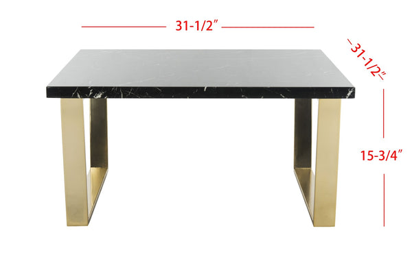 Safavieh Carmen Square Coffee Table - Contemporary Style With Durable Construction For Modern Living Spaces Black Marble Veneer/Brass Leg COF6201A