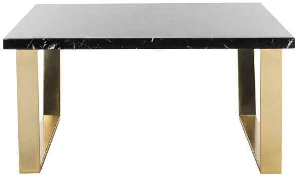 Safavieh Carmen Square Coffee Table - Contemporary Style With Durable Construction For Modern Living Spaces Black Marble Veneer/Brass Leg COF6201A