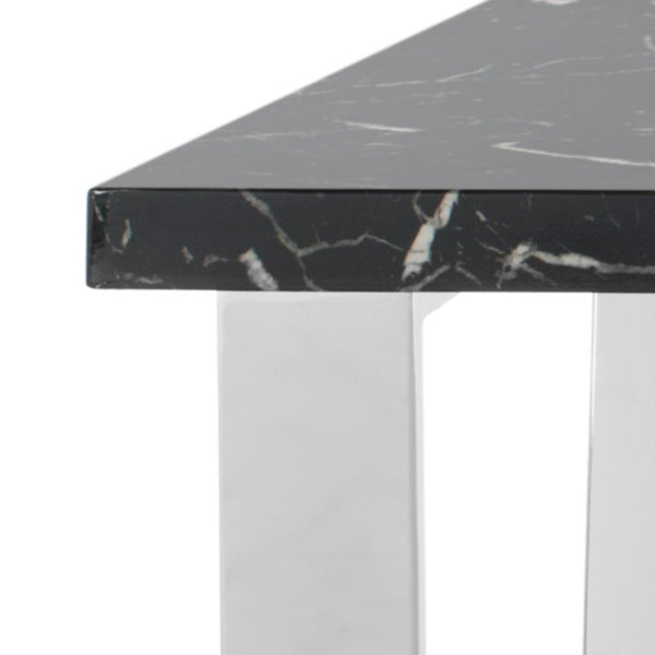 Safavieh Carmen Square Coffee Table - Contemporary Style With Durable Construction For Modern Living Spaces Black Marble Veneer/Chrome Leg COF6201B
