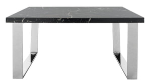 Safavieh Carmen Square Coffee Table - Contemporary Style With Durable Construction For Modern Living Spaces Black Marble Veneer/Chrome Leg COF6201B