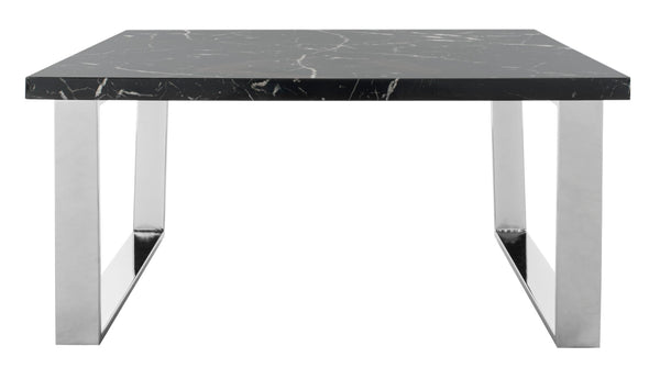 Safavieh Carmen Square Coffee Table - Contemporary Style With Durable Construction For Modern Living Spaces Black Marble Veneer/Chrome Leg COF6201B