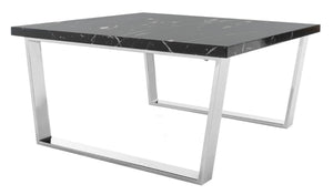 Safavieh Carmen Square Coffee Table - Contemporary Style With Durable Construction For Modern Living Spaces Black Marble Veneer/Chrome Leg COF6201B