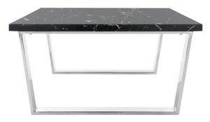 Safavieh Carmen Square Coffee Table - Contemporary Style With Durable Construction For Modern Living Spaces Black Marble Veneer/Chrome Leg COF6201B