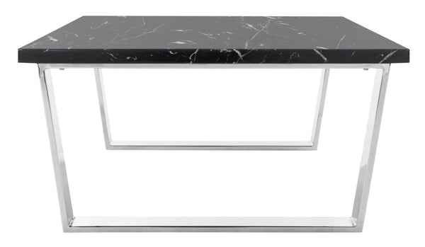 Safavieh Carmen Square Coffee Table - Contemporary Style With Durable Construction For Modern Living Spaces Black Marble Veneer/Chrome Leg COF6201B