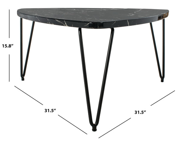Safavieh Jacky Triangle Coffee Table - Vintage Italian Elegance With Black Marble Finish For Modern Interiors COF6202A