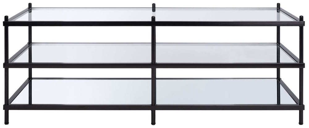 Safavieh Cathal Modern Glam Three-Tier Glass & Mirror Coffee Table - Elegant Storage For Chic Interiors COF6204A