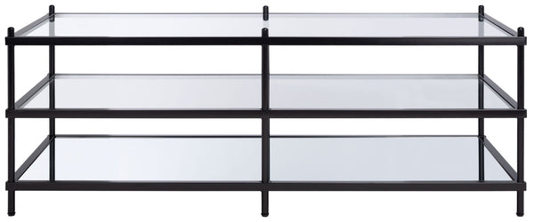 Safavieh Cathal Modern Glam Three-Tier Glass & Mirror Coffee Table - Elegant Storage For Chic Interiors COF6204A