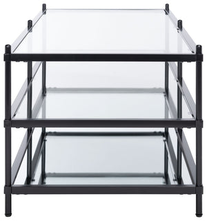 Safavieh Cathal Modern Glam Three-Tier Glass & Mirror Coffee Table - Elegant Storage For Chic Interiors COF6204A