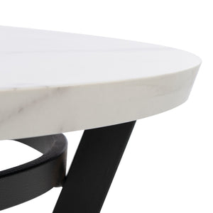 Safavieh Placido Oval Coffee Table - Modern Black Geometric Base With White Faux Marble Top For Stylish Living COF6206A