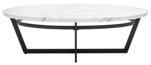 Safavieh Placido Oval Coffee Table - Modern Black Geometric Base With White Faux Marble Top For Stylish Living COF6206A