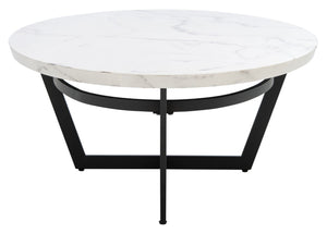 Safavieh Placido Oval Coffee Table - Modern Black Geometric Base With White Faux Marble Top For Stylish Living COF6206A