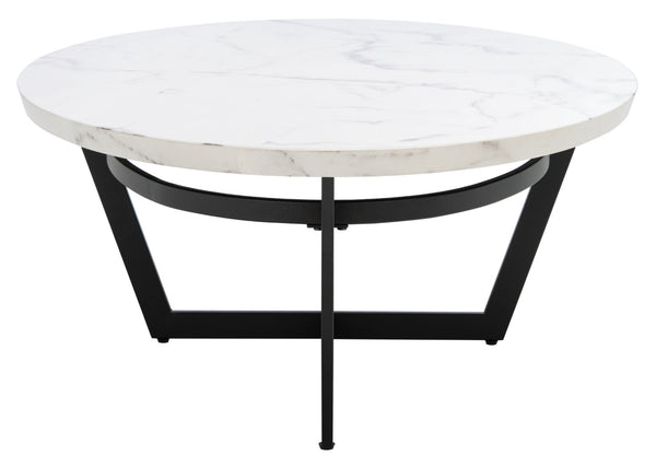 Safavieh Placido Oval Coffee Table - Modern Black Geometric Base With White Faux Marble Top For Stylish Living COF6206A