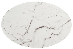Safavieh Placido Oval Coffee Table - Modern Black Geometric Base With White Faux Marble Top For Stylish Living COF6206A