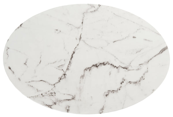 Safavieh Placido Oval Coffee Table - Modern Black Geometric Base With White Faux Marble Top For Stylish Living COF6206A