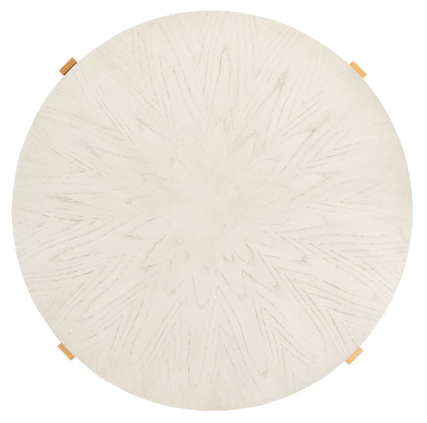 Safavieh Navya Modern Mixed-Media Coffee Table With Sculptural Gold Base And Elegant Wood-Texture Top White Wash/Gold COF6207A