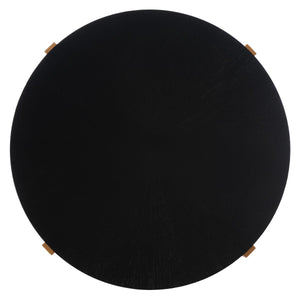 Safavieh Navya Round Coffee Table XII23 Black Top / Gold Legs Metal COF6207B