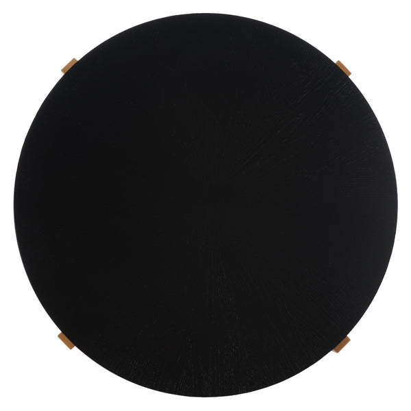 Safavieh Navya Round Coffee Table XII23 Black Top / Gold Legs Metal COF6207B