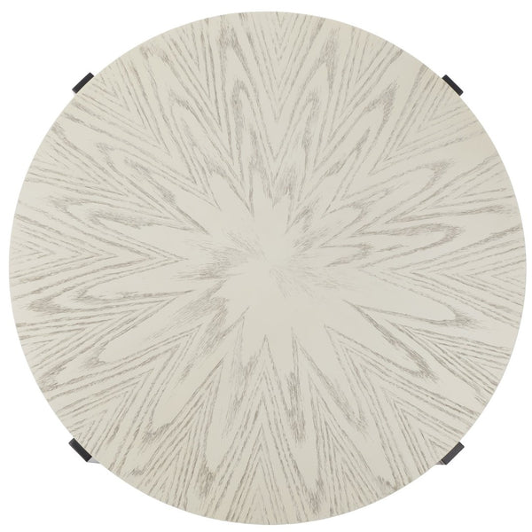Safavieh Navya Modern Mixed-Media Coffee Table With Sculptural Gold Base And Elegant Wood-Texture Top White Wash Top / Black Legs COF6207C
