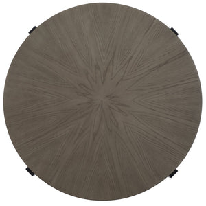 Safavieh Navya Modern Mixed-Media Coffee Table With Sculptural Gold Base And Elegant Wood-Texture Top Light Grey Top / Black Legs COF6207D