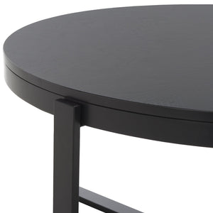 Safavieh Navya Modern Mixed-Media Coffee Table With Sculptural Gold Base And Elegant Wood-Texture Top Black COF6207E