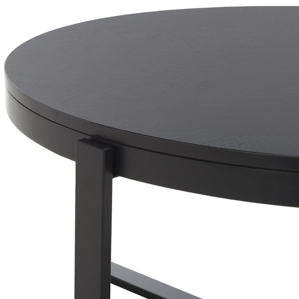 Safavieh Navya Modern Mixed-Media Coffee Table With Sculptural Gold Base And Elegant Wood-Texture Top Black COF6207E