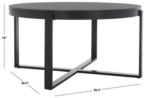 Safavieh Navya Modern Mixed-Media Coffee Table With Sculptural Gold Base And Elegant Wood-Texture Top Black COF6207E