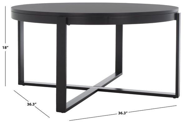 Safavieh Navya Modern Mixed-Media Coffee Table With Sculptural Gold Base And Elegant Wood-Texture Top Black COF6207E