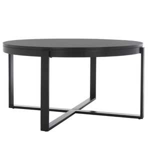 Safavieh Navya Modern Mixed-Media Coffee Table With Sculptural Gold Base And Elegant Wood-Texture Top Black COF6207E