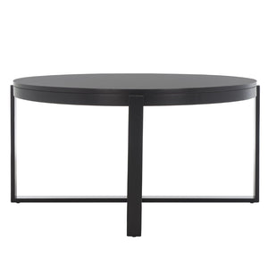 Safavieh Navya Modern Mixed-Media Coffee Table With Sculptural Gold Base And Elegant Wood-Texture Top Black COF6207E