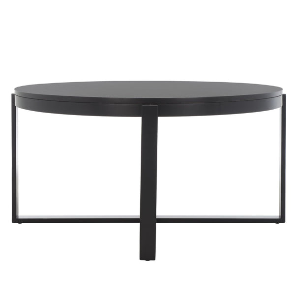 Safavieh Navya Modern Mixed-Media Coffee Table With Sculptural Gold Base And Elegant Wood-Texture Top Black COF6207E