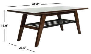 Safavieh Seth Two-Tier Coffee Table: Mid-Century Modern Design With Walnut Finish And Metal Storage Rack COF6401A