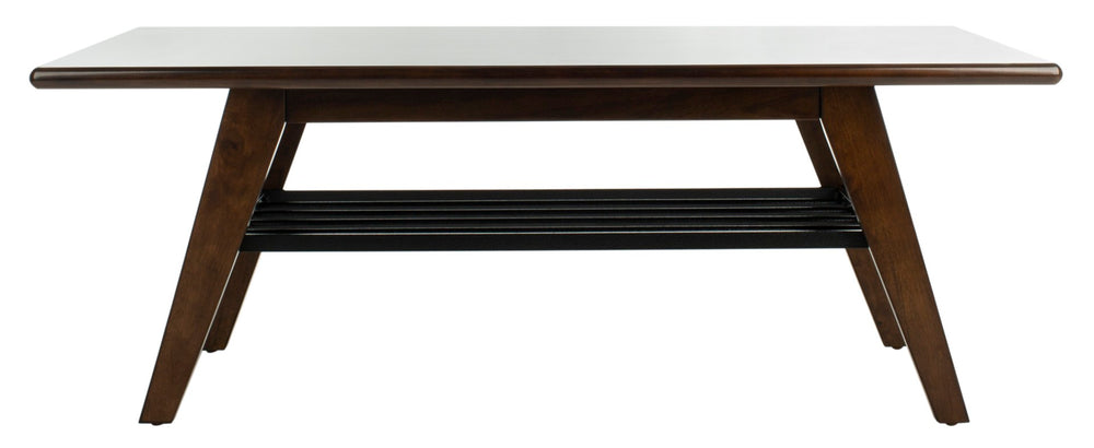 Safavieh Seth Two-Tier Coffee Table: Mid-Century Modern Design With Walnut Finish And Metal Storage Rack COF6401A