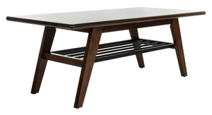 Safavieh Seth Two-Tier Coffee Table: Mid-Century Modern Design With Walnut Finish And Metal Storage Rack COF6401A