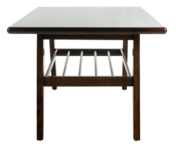 Safavieh Seth Two-Tier Coffee Table: Mid-Century Modern Design With Walnut Finish And Metal Storage Rack COF6401A