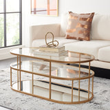 Safavieh Layta 3 Shelf Coffee Table XII23 Gold/Glass Metal COF6402A