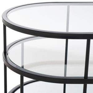 Safavieh Layta 3 Shelf Coffee Table XII23 Matte Black/Glass Metal COF6402B
