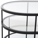 Safavieh Layta 3 Shelf Coffee Table XII23 Matte Black/Glass Metal COF6402B